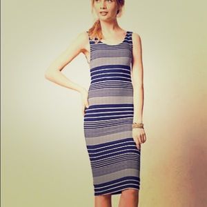 Anthropologie navy and white stripped dress